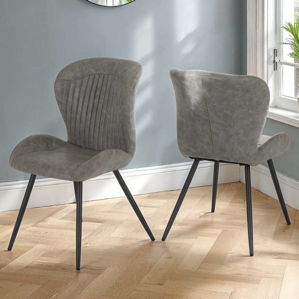 Mirano Clear Glass Top Dining Table With 4 Qinson Grey Chairs