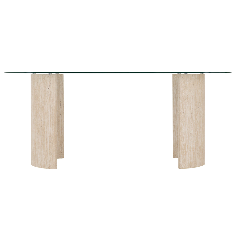 Mirano Clear Glass Top Dining Table With Cream Marble Effect Legs
