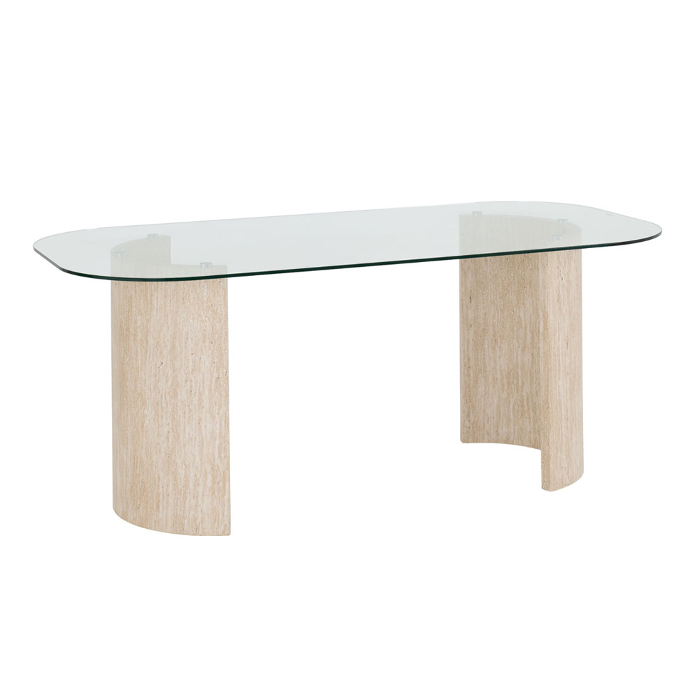 Mirano Glass Top Dining Table with 4 Alsip Brown Faux Leather Chairs