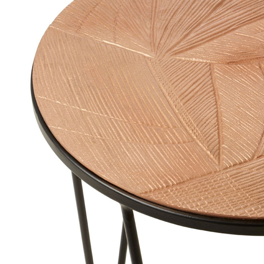Jishui Metal Set Of 3 Side Tables With Black Base In Assorted