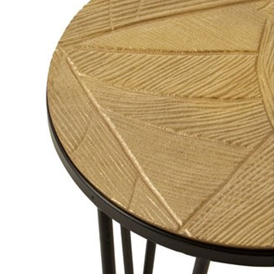 Jishui Metal Set Of 3 Side Tables With Black Base In Assorted