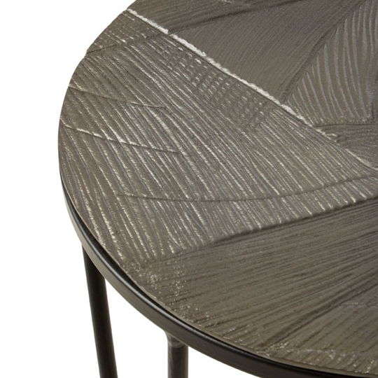 Jishui Metal Set Of 3 Side Tables With Black Base In Assorted