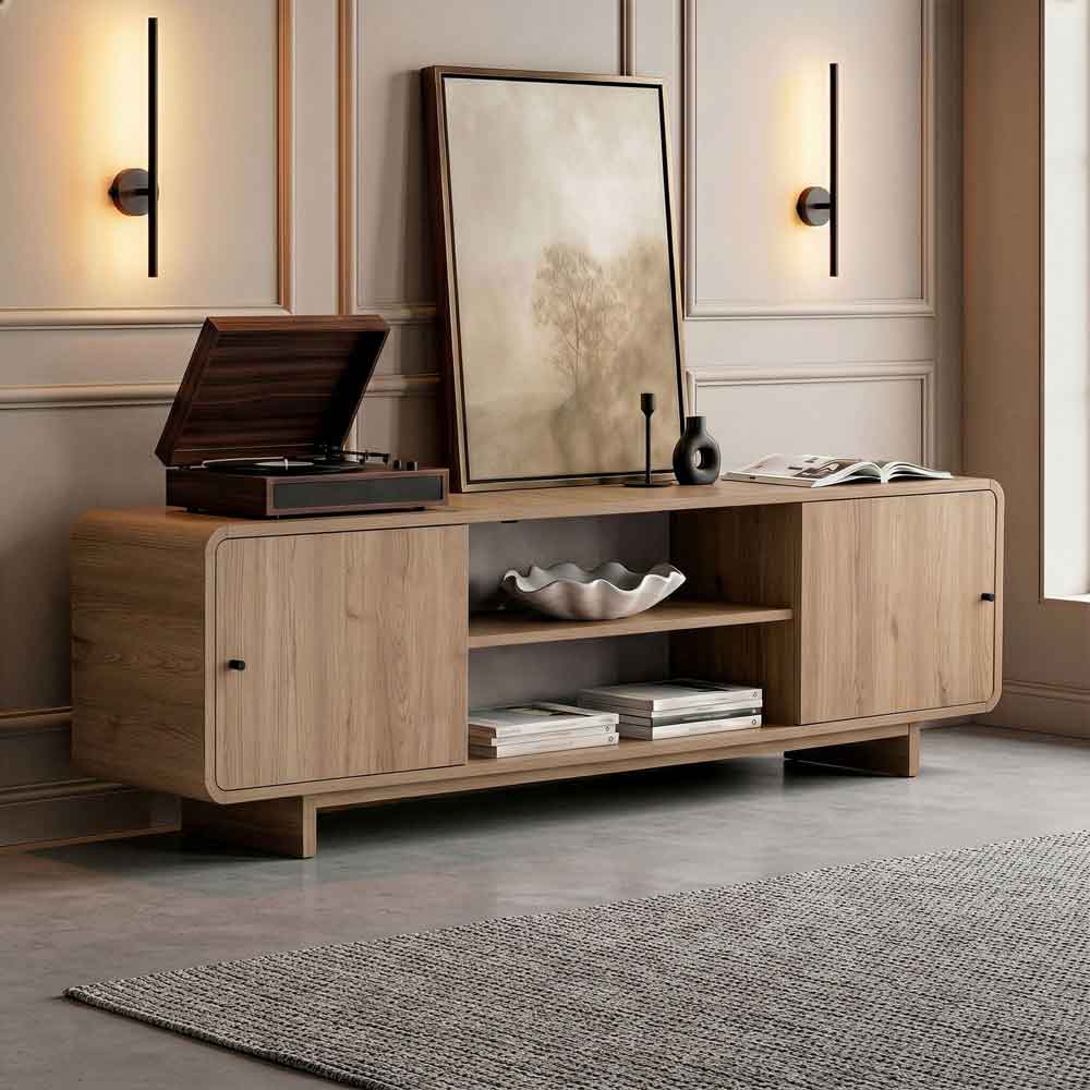 Mirel Wooden TV Stand with 2 Doors in Sepet Oak