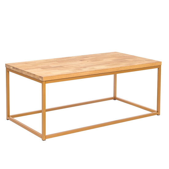 Mirelle Solid Oak Coffee Table With Gold Metal Frame Furniture in Fashion