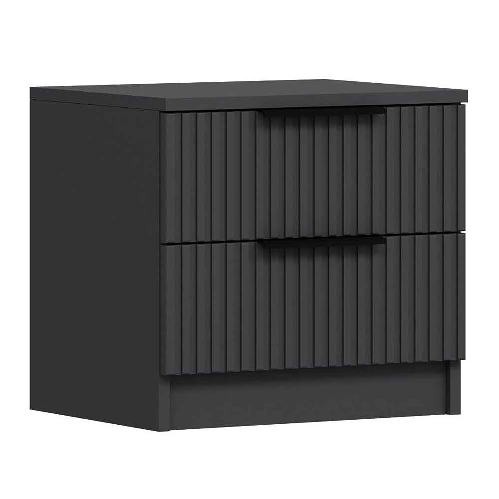 Mireva Wooden Bedside Cabinet With 2 Drawers in Anthracite