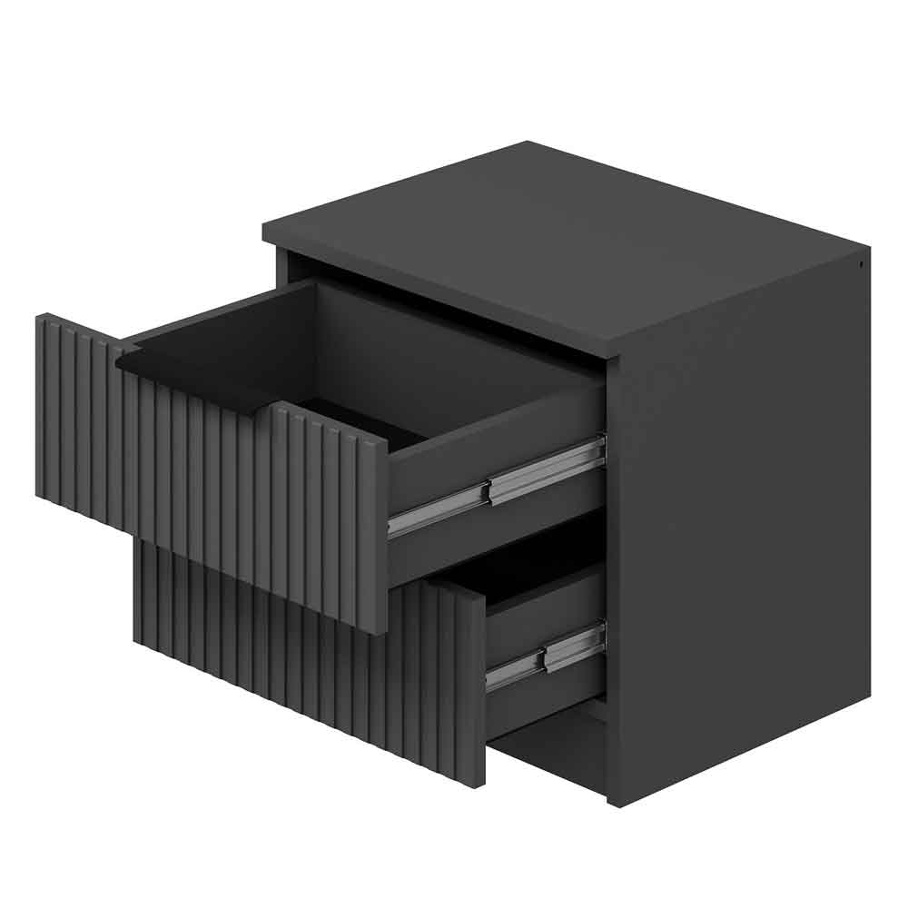 Mireva Wooden Bedside Cabinet With 2 Drawers in Anthracite
