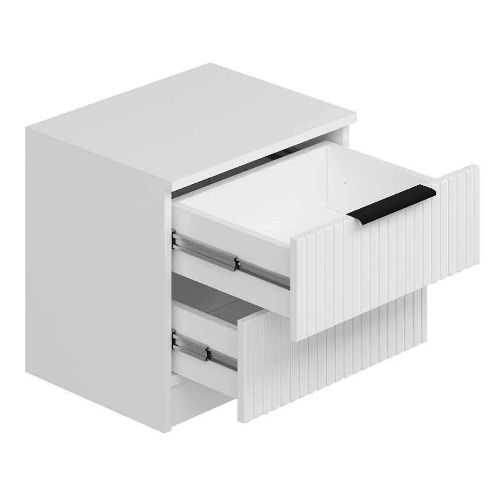 Mireva Wooden Bedside Cabinet With 2 Drawers in White