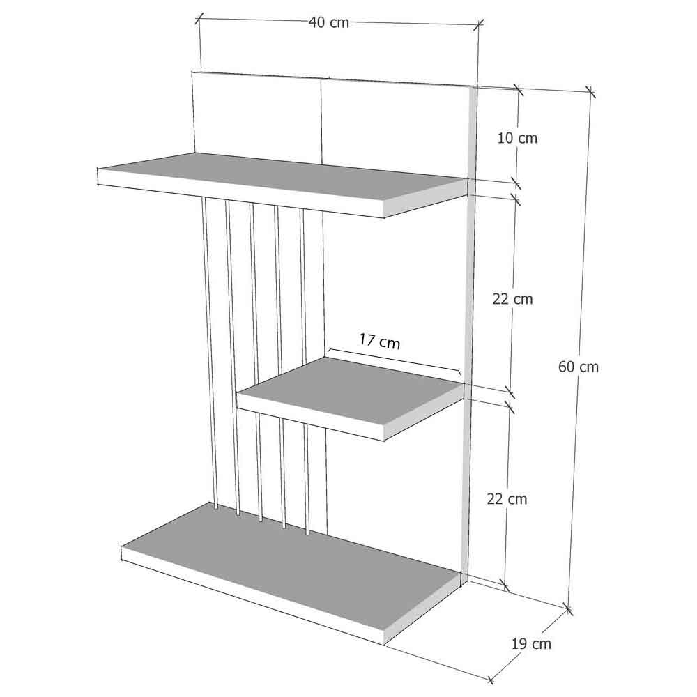 Mireva Wooden Hall Hung Shelving Unit in Anthracite