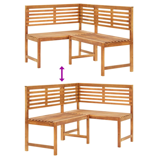 Mirha Wooden Corner Garden Seating Bench In Natural