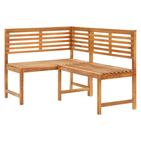 Photo of Mirha wooden corner garden seating bench in natural