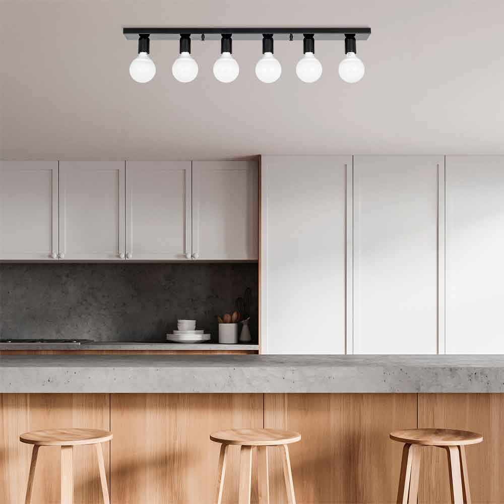 Mirro 6 Light Ceiling Light in Black