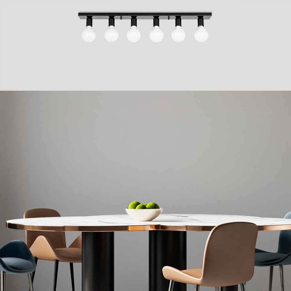 Mirro 6 Light Ceiling Light in Black