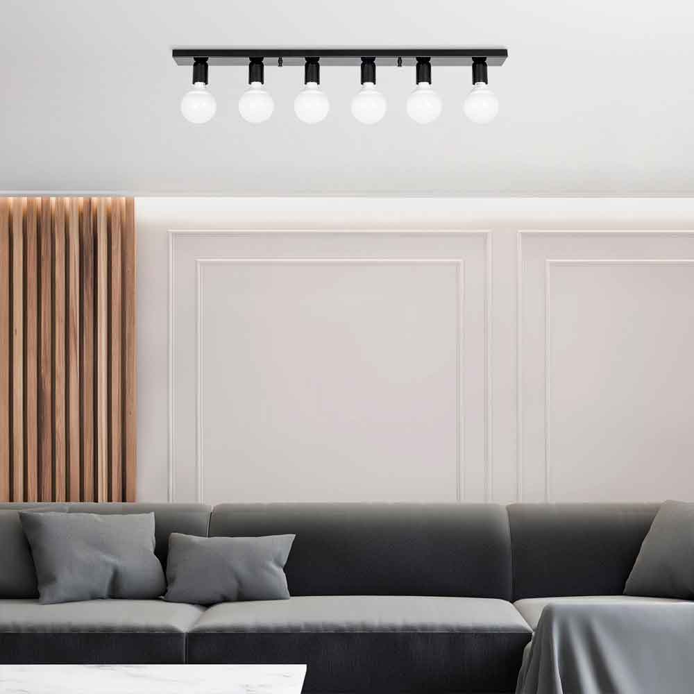 Mirro 6 Light Ceiling Light in Black