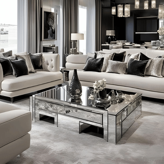 Modern Mirrored Living Room Furniture UK Sale