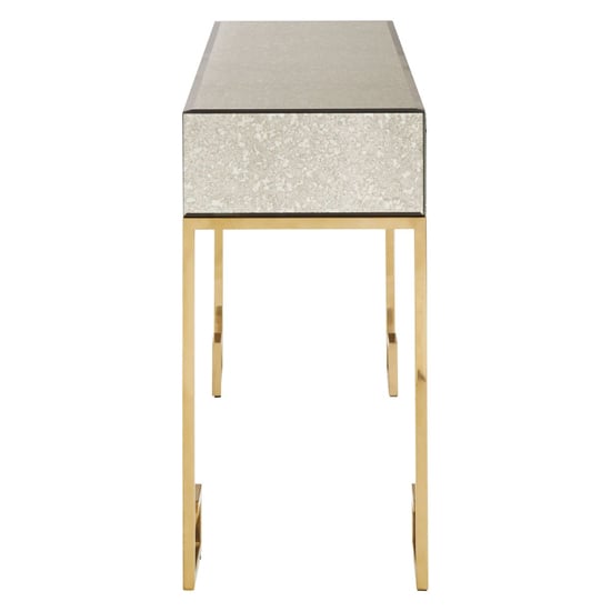 Mirzam Antique Mirrored Console Table With Gold Steel Base