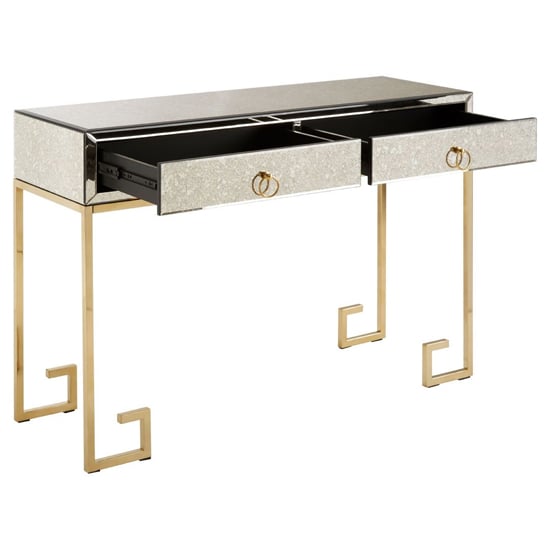 Mirzam Antique Mirrored Console Table With Gold Steel Base_7