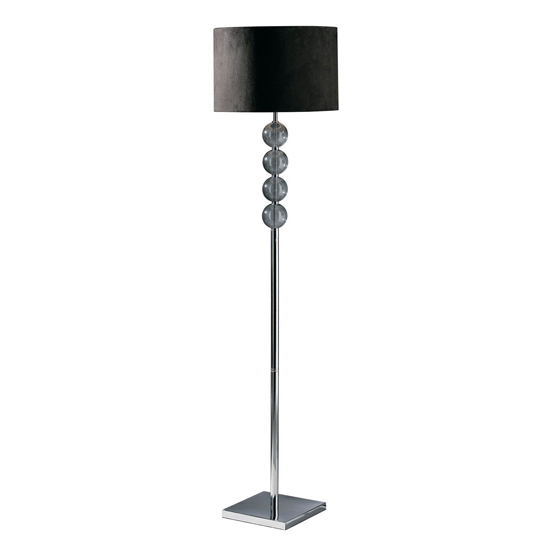 Miscona Black Fabric Shade Floor Lamp With Chrome Base