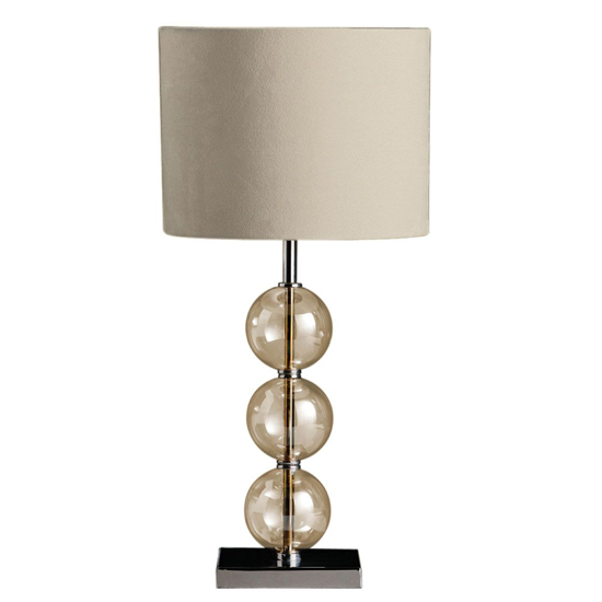 Miscona Cream Suede Fabric Shade Table Lamp With Chrome Base