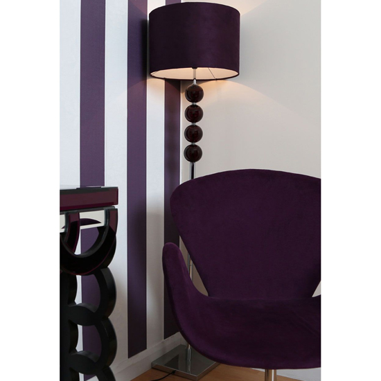 Miscona Purple Suede Fabric Shade Floor Lamp With Chrome Base_2