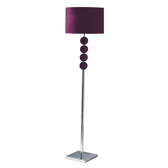 Miscona Purple Suede Fabric Shade Floor Lamp With Chrome Base_1