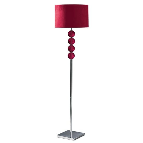 Miscona Red Suede Fabric Shade Floor Lamp With Chrome Base