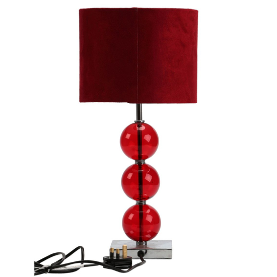 Miscona Red Suede Fabric Shade Table Lamp With Chrome Base_2