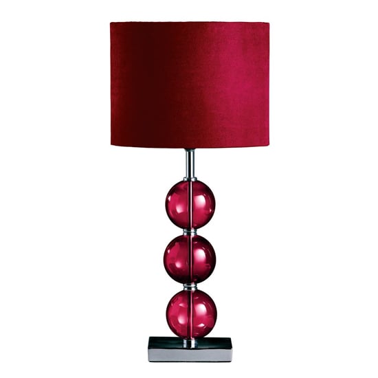 Miscona Red Suede Fabric Shade Table Lamp With Chrome Base
