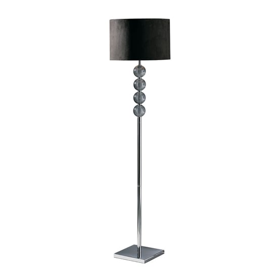 Product photograph of Miscona Black Suede Fabric Shade Floor Lamp With Chrome Base from Furniture in Fashion