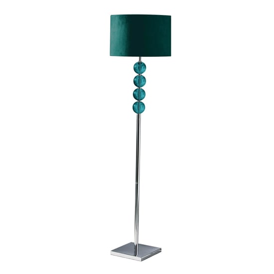 Miscona Teal Suede Fabric Shade Floor Lamp With Chrome Base