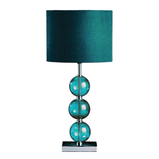 Miscona Teal Fabric Shade Table Lamp With Chrome Base_1