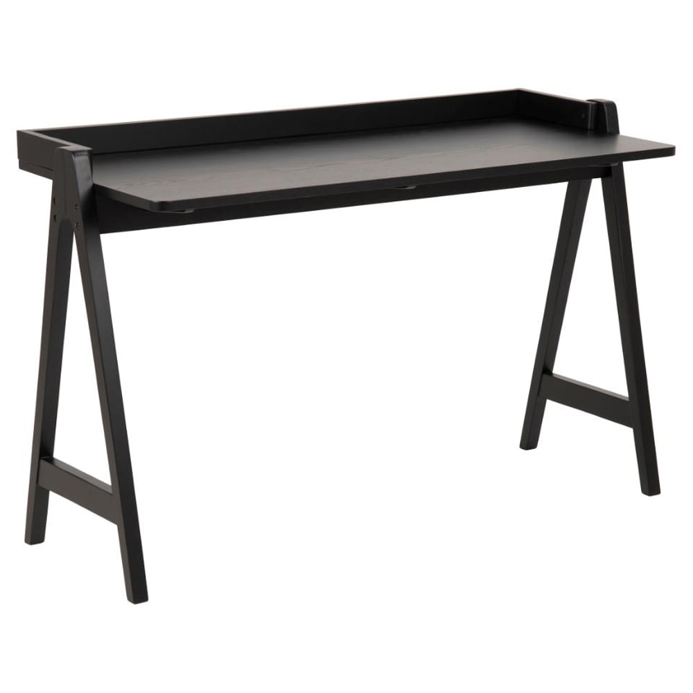 Misoka Wooden Rectangular Laptop Desk In Matt Black