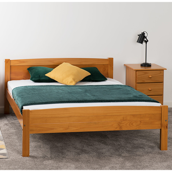 Read more about Misosa wooden double bed in antique pine