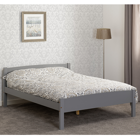 Product photograph of Misosa Wooden Double Bed In Grey Slate from Furniture in Fashion