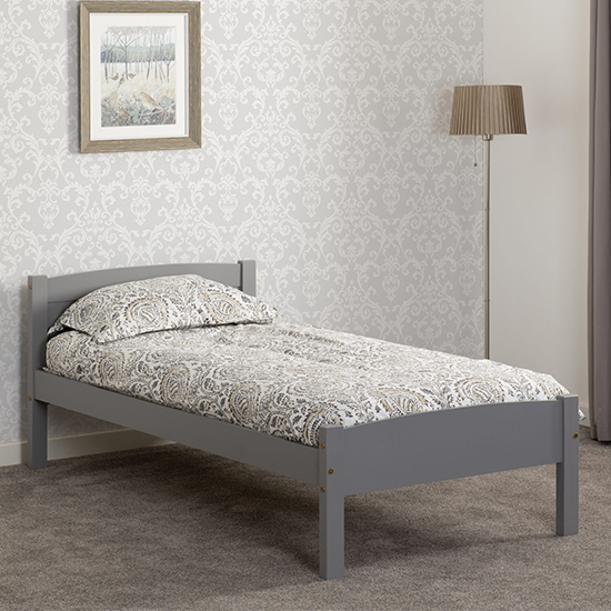 Product photograph of Misosa Wooden Single Bed In Grey Slate from Furniture in Fashion