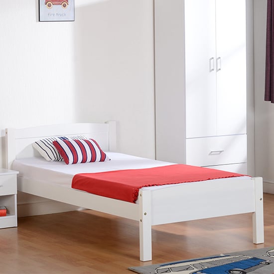 Misosa Wooden Single Bed In White
