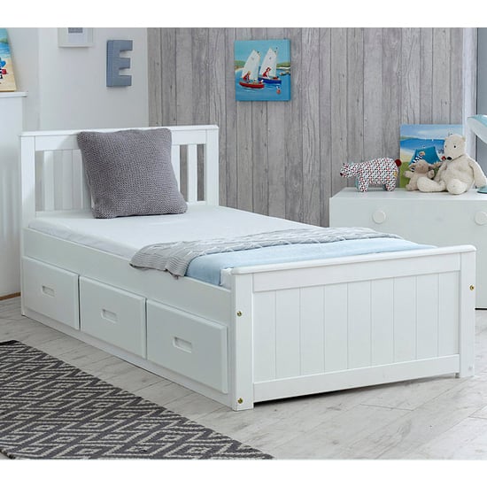 Mission Storage Single Bed In White With 3 Drawers_1