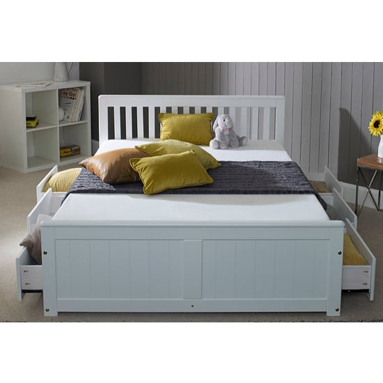 Mission Storage Small Double Bed In White With 3 Drawers_3