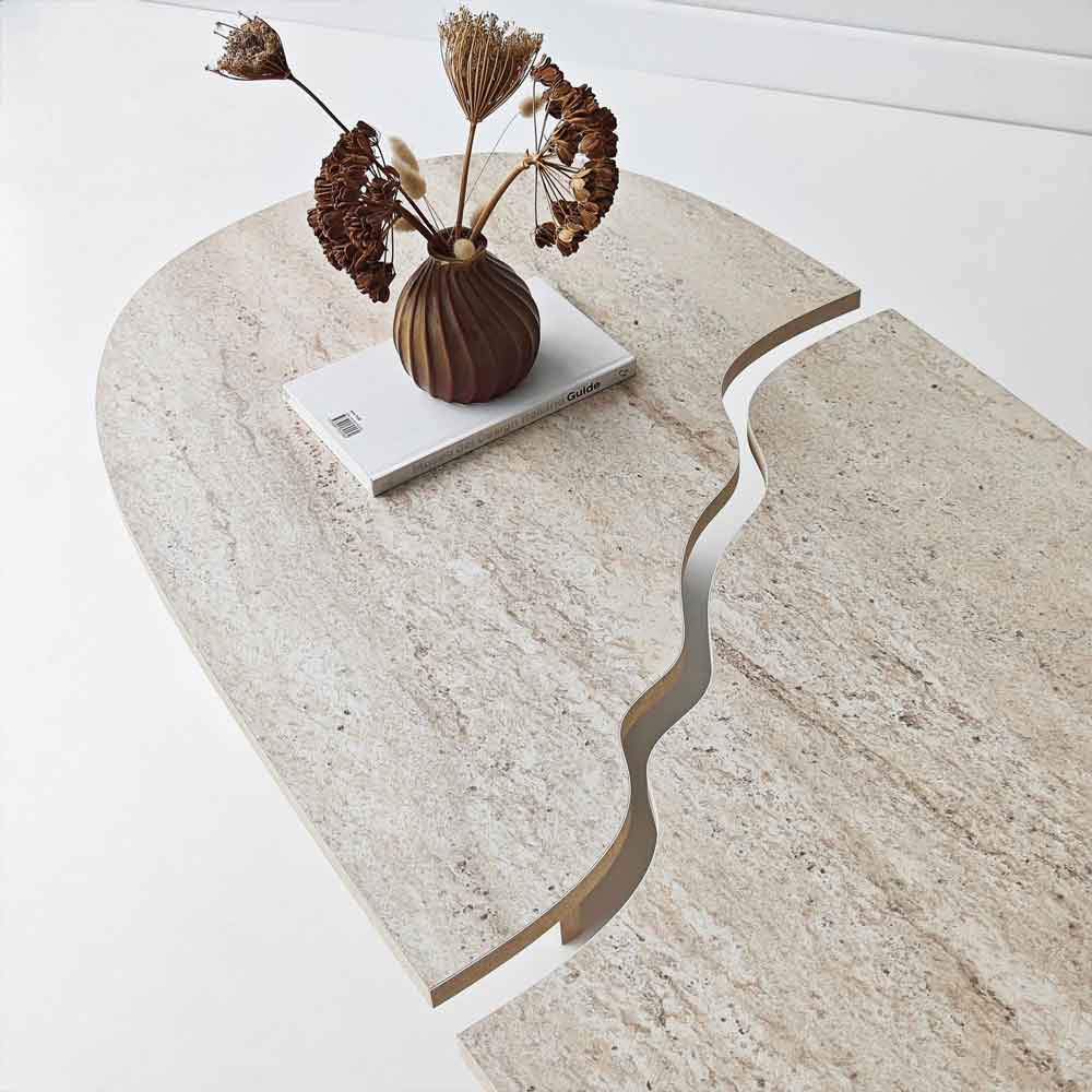 Missisipi Wooden Coffee Table in Travertine Marble Effect