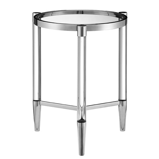 Missoula Circular Clear Glass Lamp Table With Silver Frame