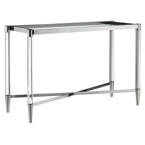 Missoula Clear Glass Console Table With Silver Frame