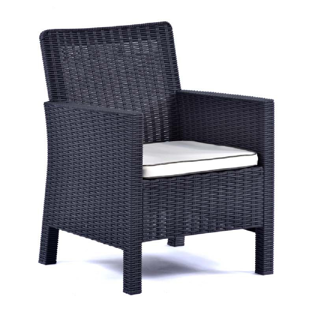 Misty Anthracite Rattan Tub Arm Chairs In Pair