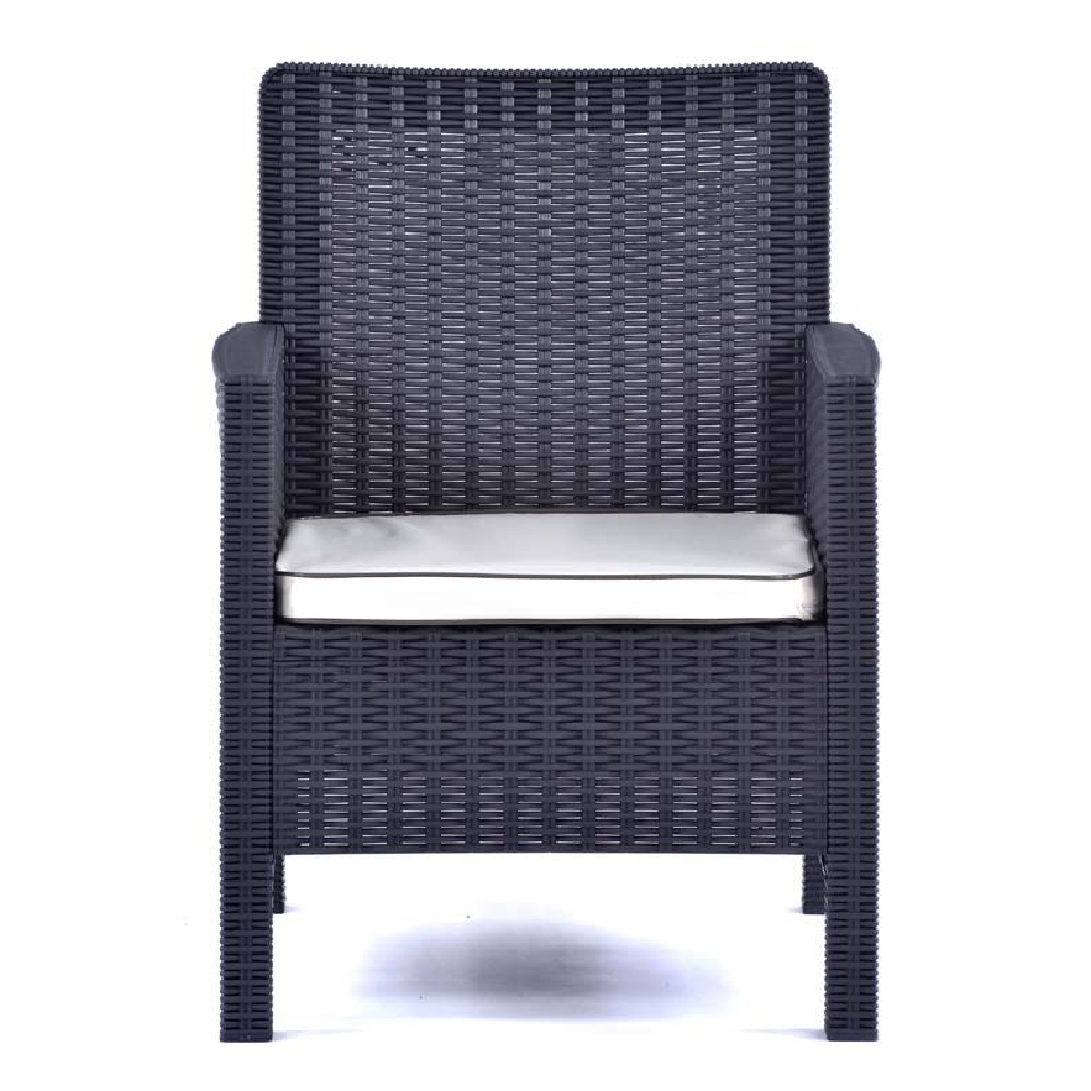 Misty Anthracite Rattan Tub Arm Chairs In Pair
