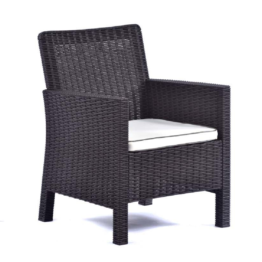 Mili Brown Rattan Tub Arm Chairs In Pair