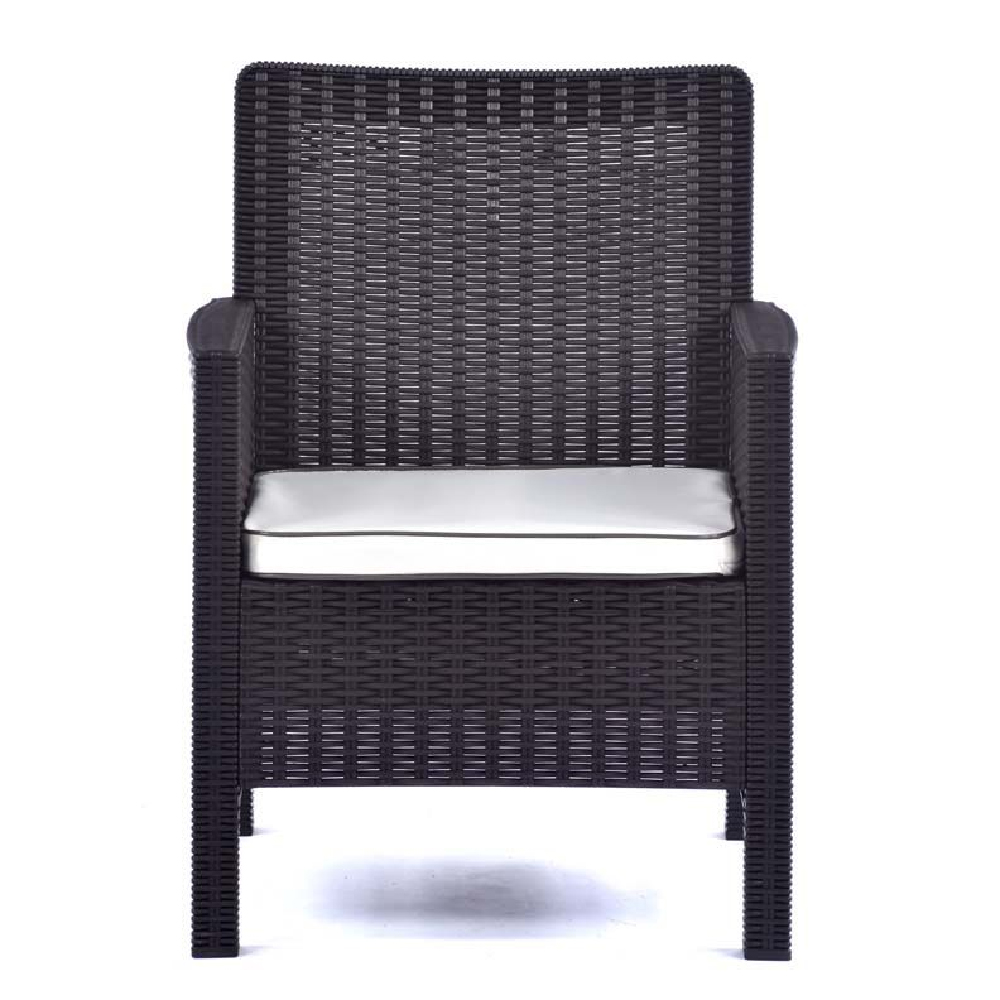 Mili Brown Rattan Tub Arm Chairs In Pair
