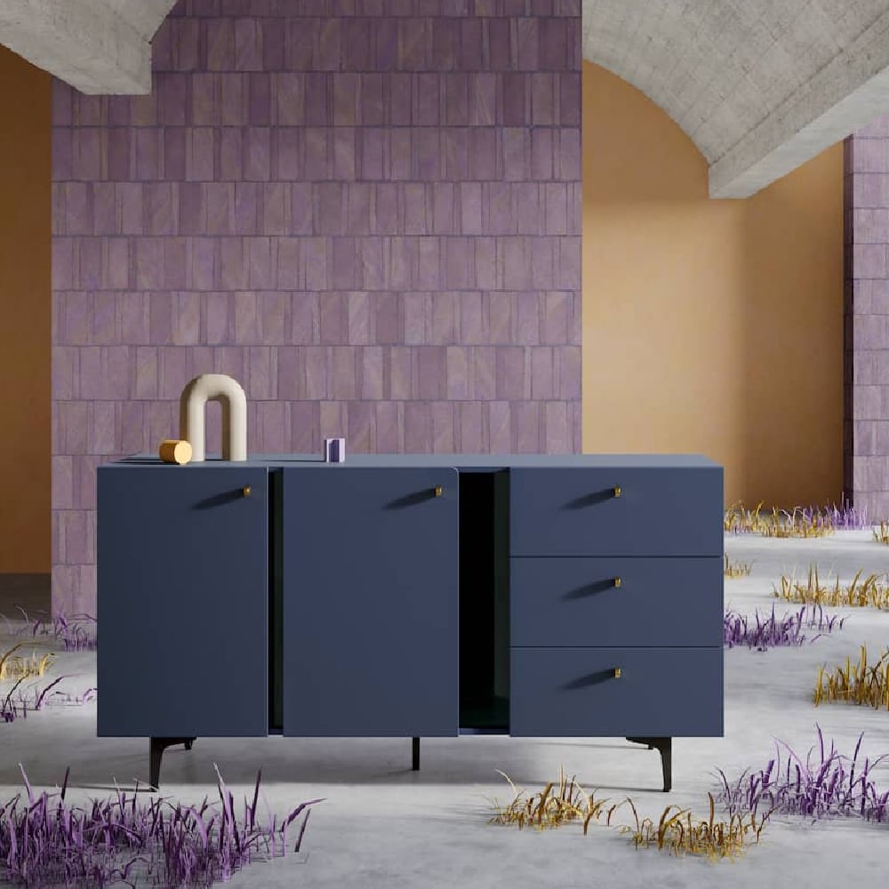 Read more about Mitcham wooden sideboard with 2 doors 3 drawers in navy