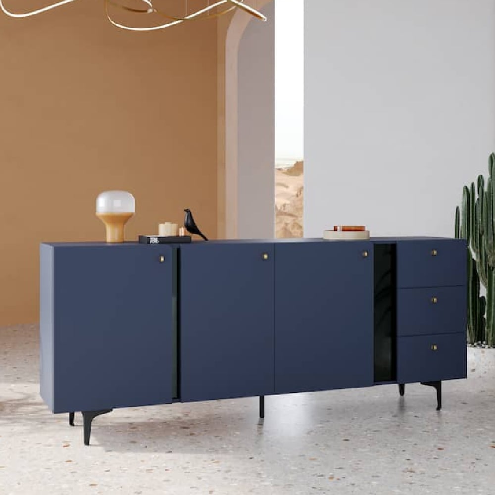 Read more about Mitcham wooden sideboard with 3 doors 3 drawers in navy