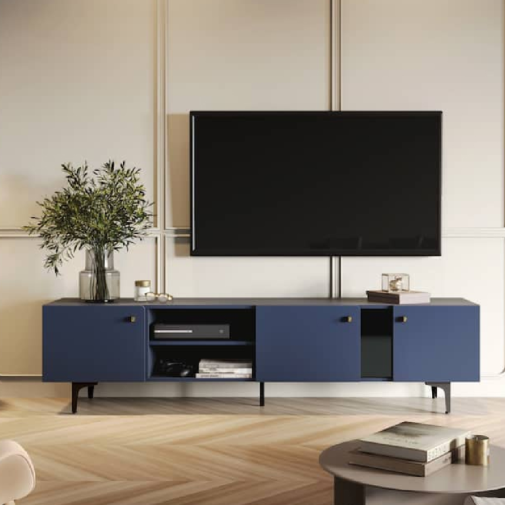 Read more about Mitcham wooden tv stand large with 3 doors in navy