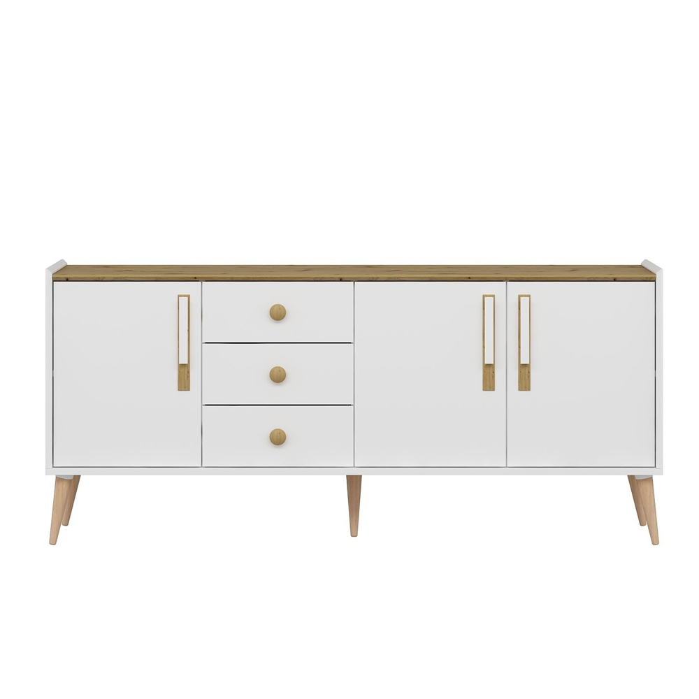 Mitra Wooden Sideboard with 3 Doors 3 Drawers in White