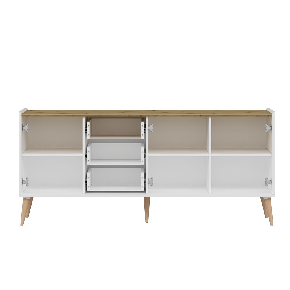 Mitra Wooden Sideboard with 3 Doors 3 Drawers in White