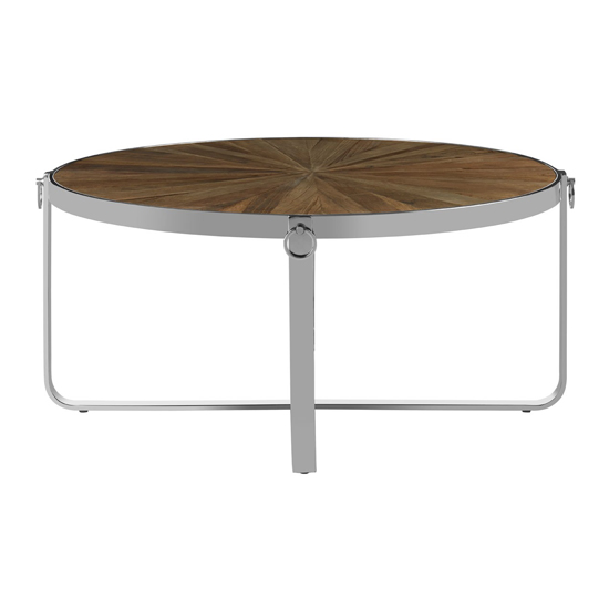 Mitrex Round Wooden Coffee Table With Steel Frame In Natural